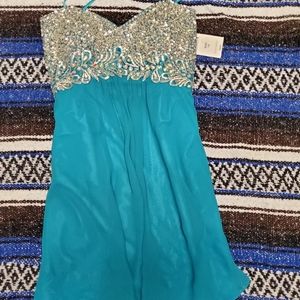Teal prom dress